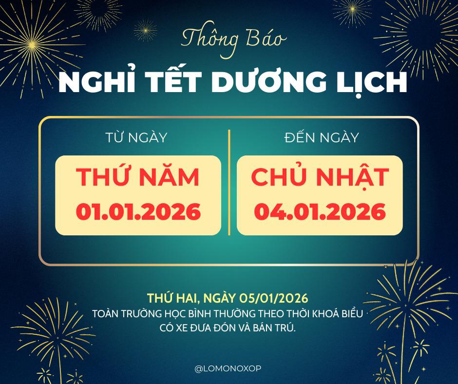 THÔNG BÁO NGHỈ TẾT DƯƠNG LỊCH 2026