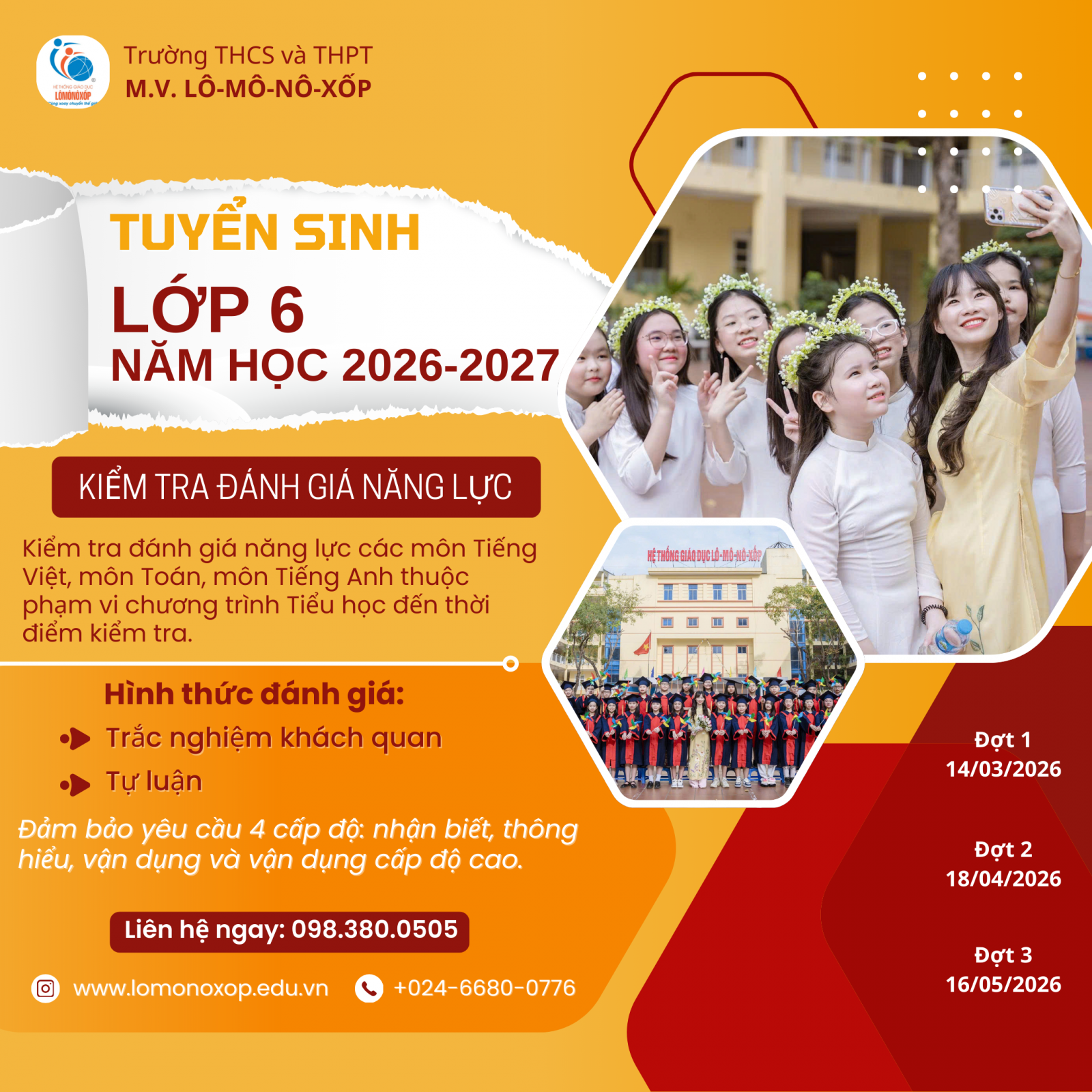 Thông báo tuyển sinh vào lớp 6 năm học 2026-2027