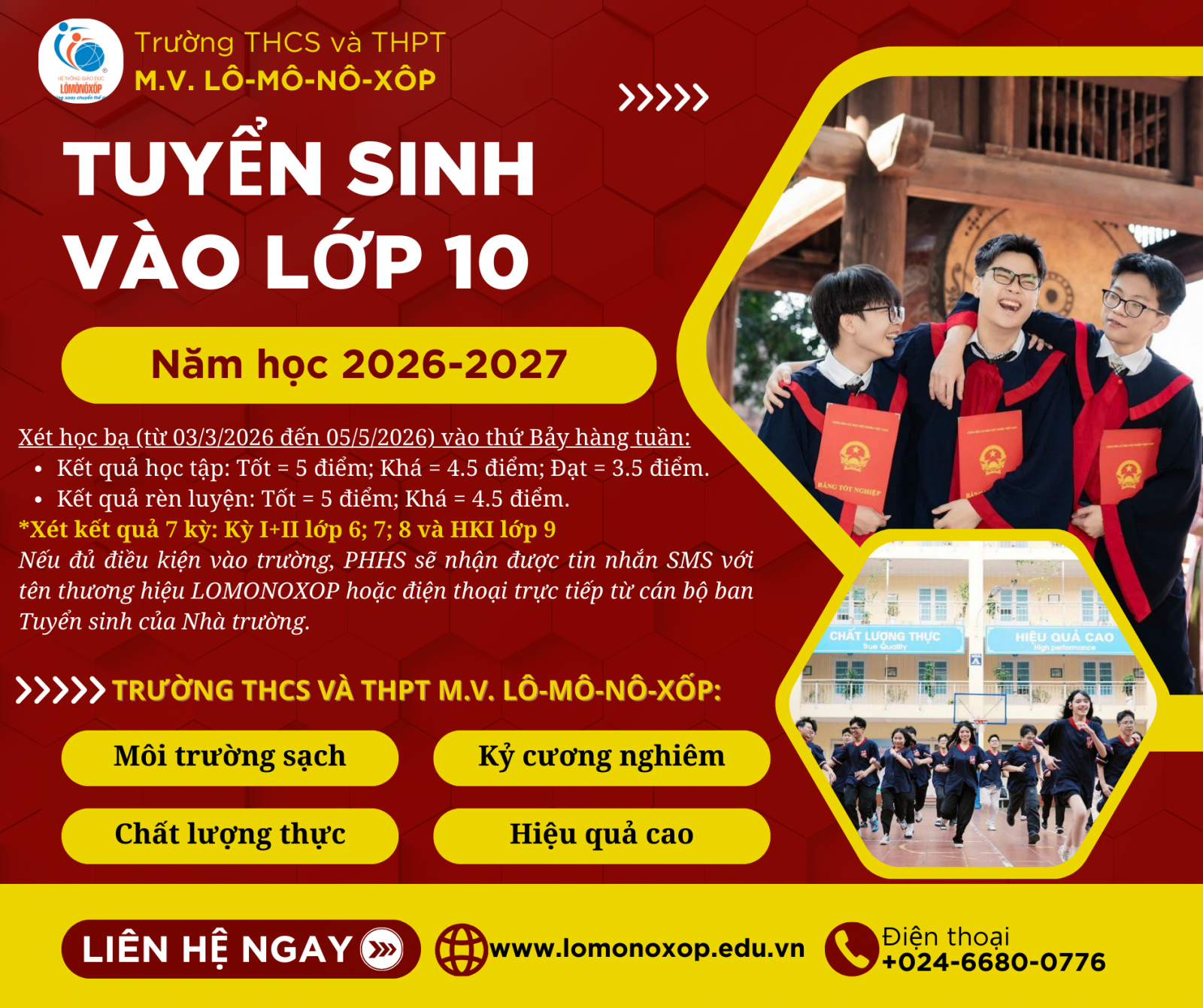 Thông báo tuyển sinh vào lớp 10 năm học 2026-2027