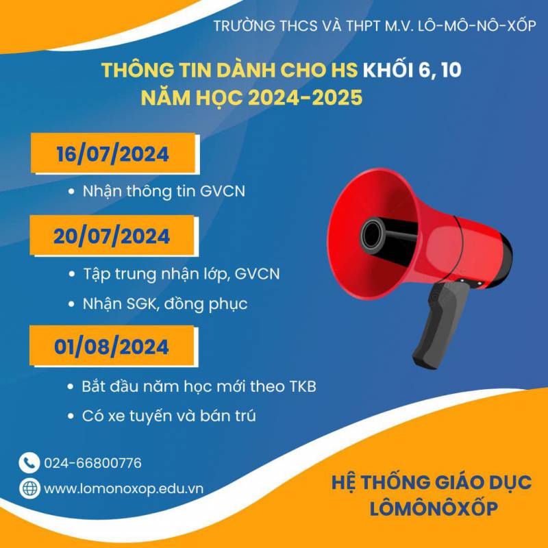 Lịch tập trung học sinh khối 6, khối 10