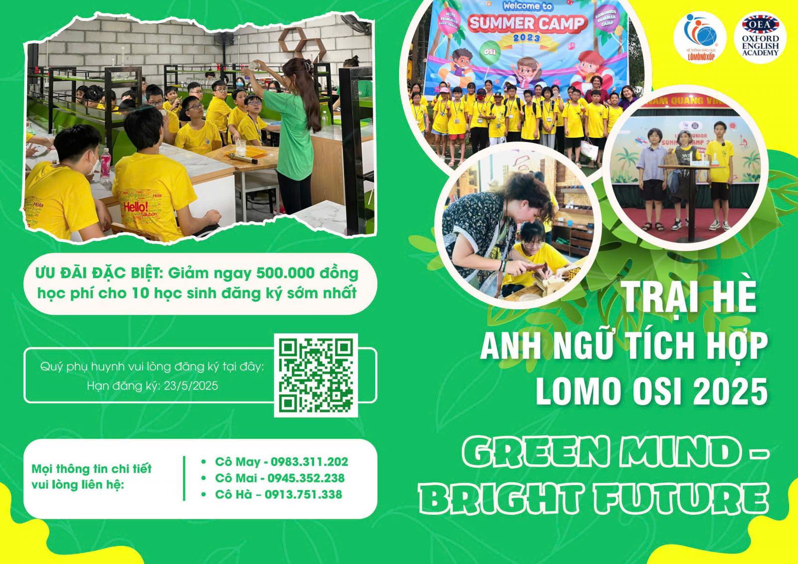 TRẠI HÈ ANH NGỮ TÍCH HỢP LOMO OSI 2025 - Green Mind - Bright Future